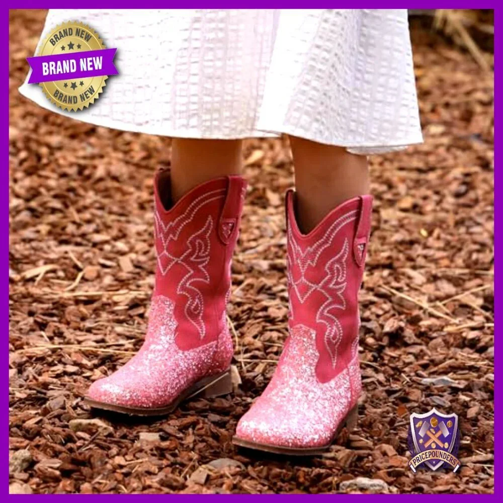 Girls Cowboy Boots Mid Calf Riding Shoes Western Cowgirl Style Comfortable